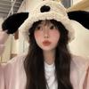 Winter Doggie Ear Bucket Hat Korean Women Plush Hats Cute Fluffy Puppy Ear Hat  Lady