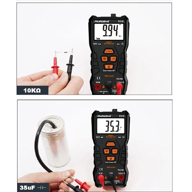 MUFASHA TRUE RMS Multimeter AC/DC Flashlight Digital 6000 COUNTS NCV Smart Multimeter High Precision Multimeter