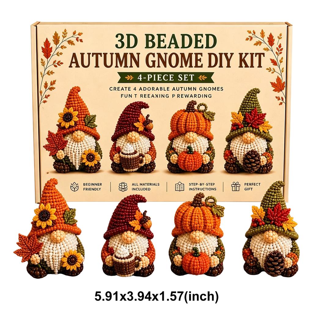3D Beaded Gnome DIY Beading Craft Material Kit Set DIY Cute Animal Dwarf Bead Craft Set NO/with Box (Not a Finished Product)