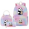 3-delige Tie Dye Panda Rugzak Set Kawaii Rugzak voor Naar School met Lunchtasje Etui, Reizen Dagrugzak voor Kinderen Meisjes