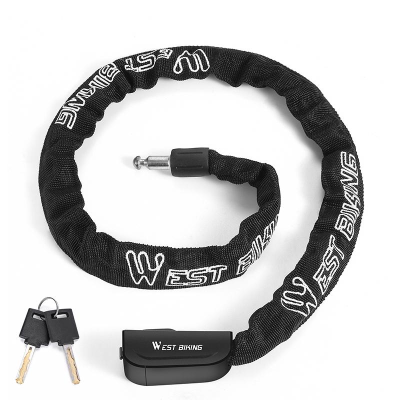 WEST BIKING Bike Chain Lock Anti-Theft Heavy Duty Security Password Thick Chain MTB Bike Motorcycle Door Scooter Bicycle Lock Key Black 0.9M
