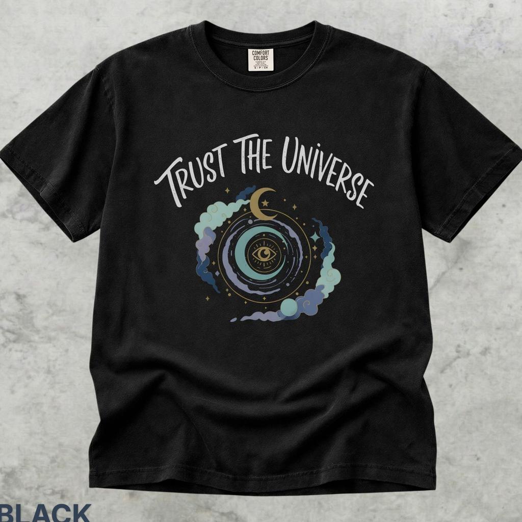 Trust the Universe Cosmic Shirt, Spiritual Moon Graphic Tee, Celestial T Shirt, Manifestation Boho Shirt, Mystical Gift