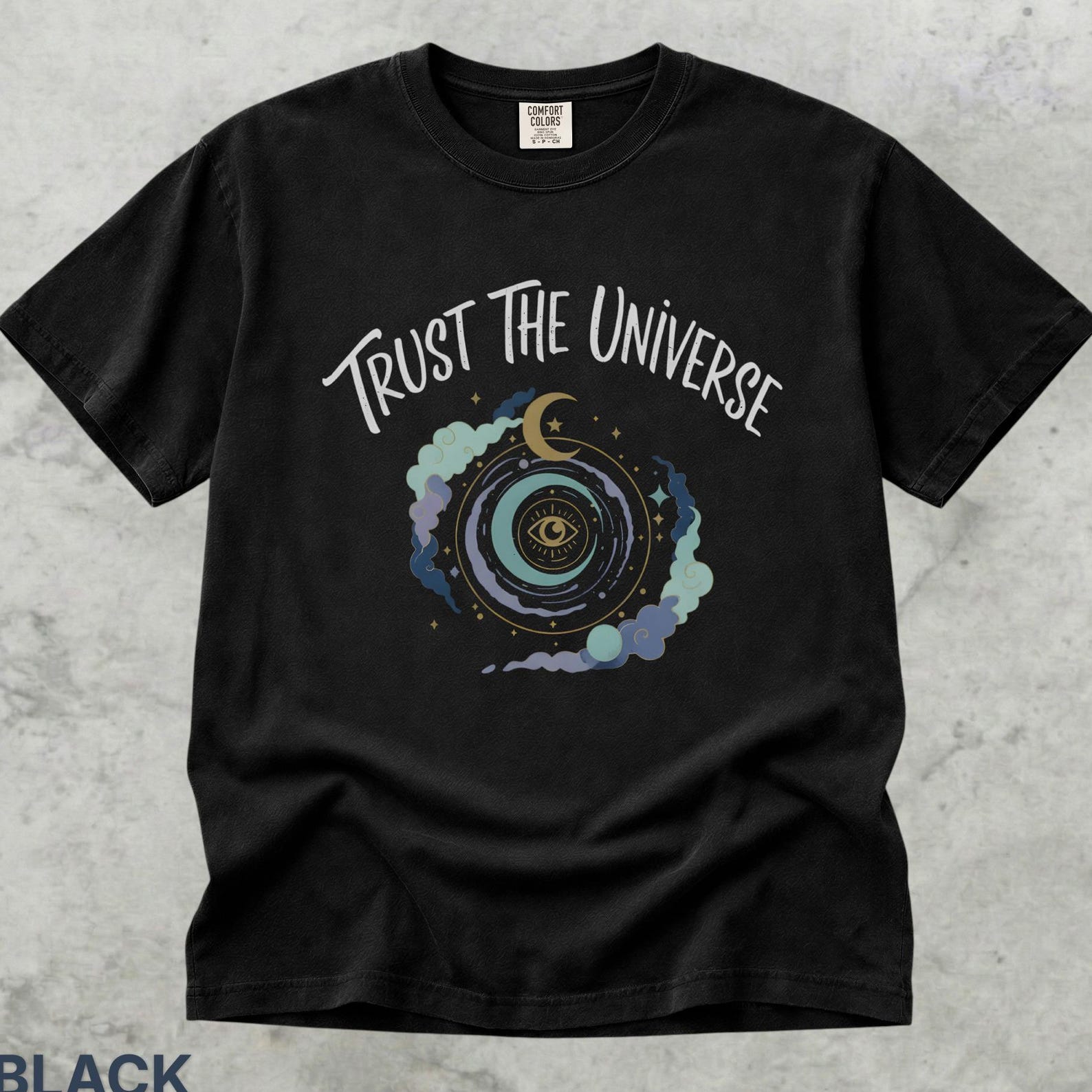 Trust the Universe Cosmic Shirt, Spiritual Moon Graphic Tee, Celestial T shirt, Manifestation Boho Shirt, Mystical Gift 4XL