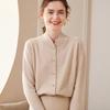 Women's Hand-Knitted Cashmere Cardigan, Short Stand Collar, Loose Fit, Big Red, Autumn/Winter Sweater.