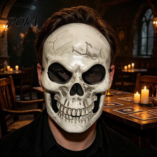 Halloween Mask for Adults Full Face Skull Mask, Spooky Cosplay Prop Haunted Breathable Nose Design House, Horror Party Costume Accessory, Trick