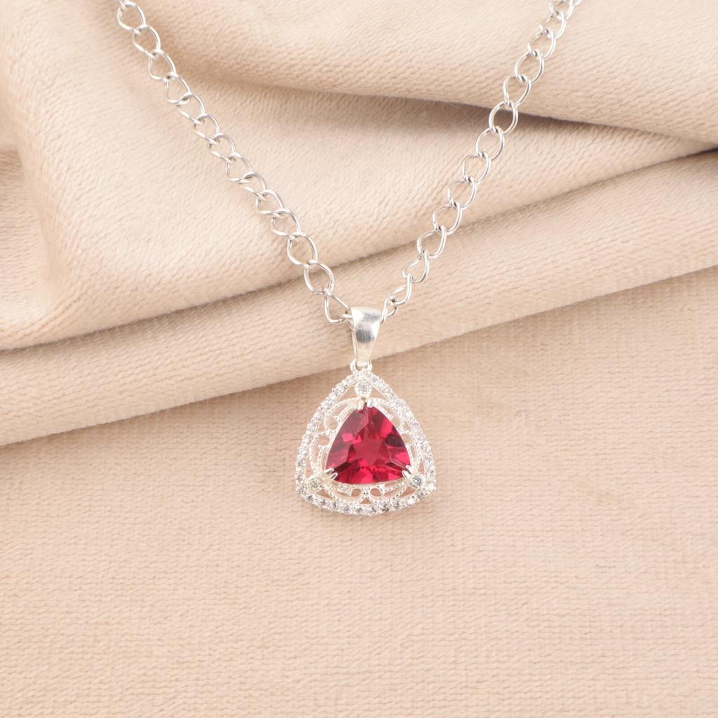 Pink Rubellite Gemstone 925 Stamped Silver Jewelry Zircon Pendant 0.99" For Gift CZP-8-14
