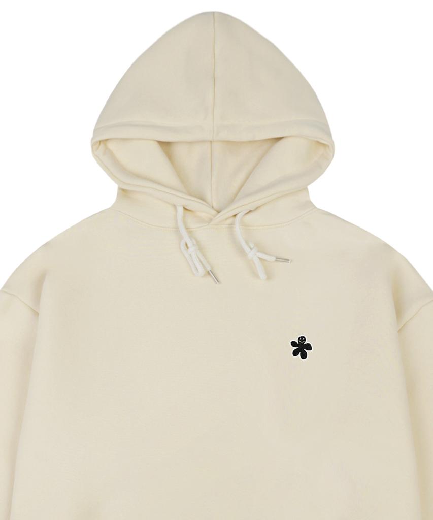 [Unisex] Black Odd Flower Embroidered Hoodie_Cream