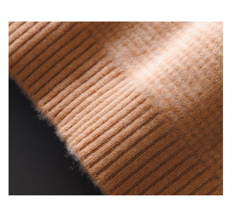 Herren Kaschmir Pullover mit hohem Kragen - Dick, Warm, Lässig, Halbreißverschluss, Basisschicht
