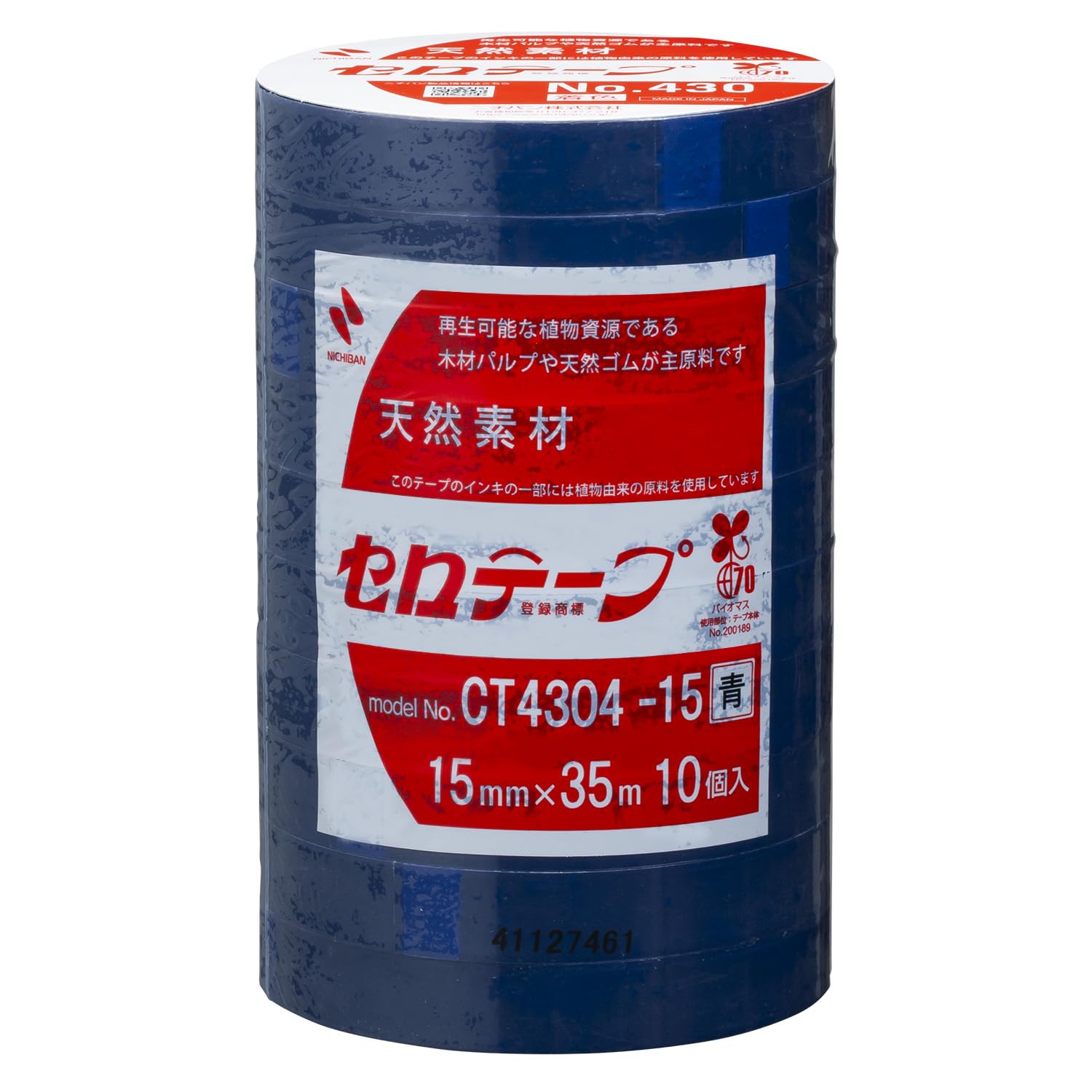 

Ничибан Целлотейп №. 430, Большой рулон, Цветной синий, 10 рулонов, 15 мм x 35 м, CT4304-15