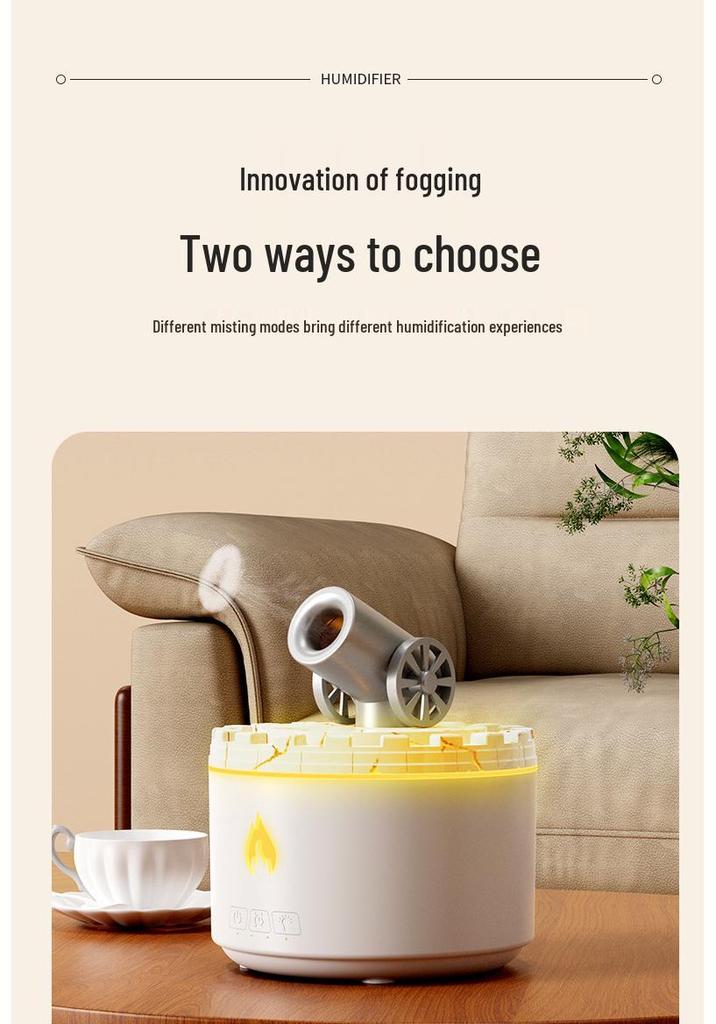 Creative Mini Canon Aroma Diffuser: Desktop Air Atomizing Volcano Humidifier