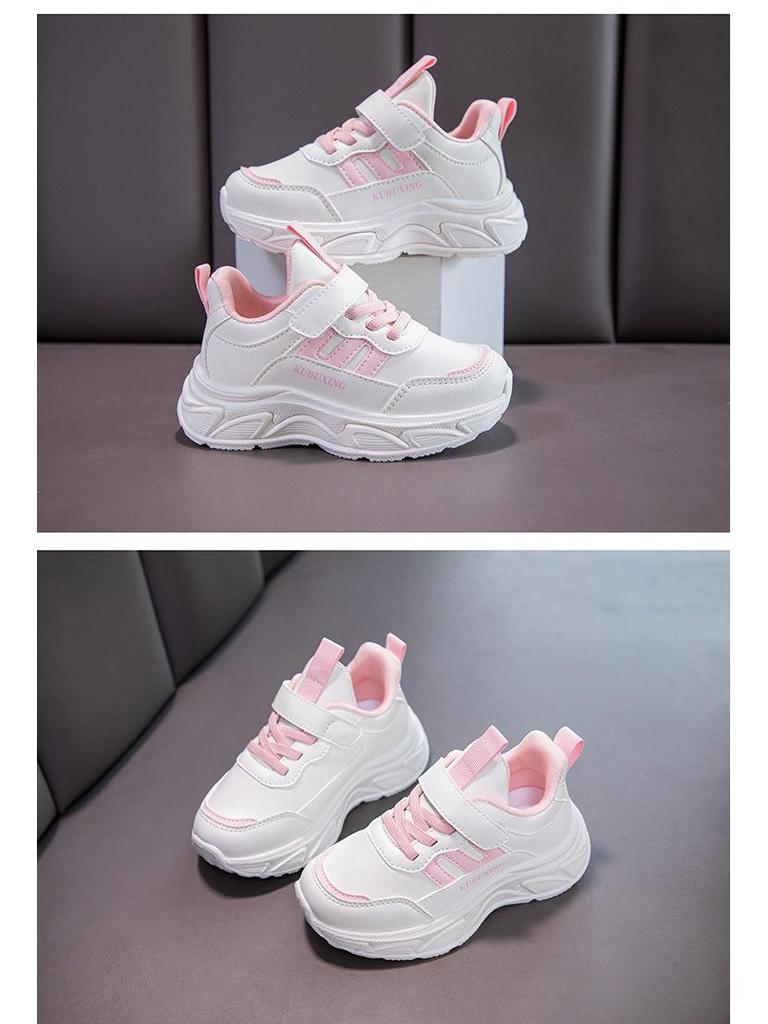 Kinder weiße und schwarze atmungsaktive Ledersportschuhe für Frühling und Herbst - Jungen und Mädchen