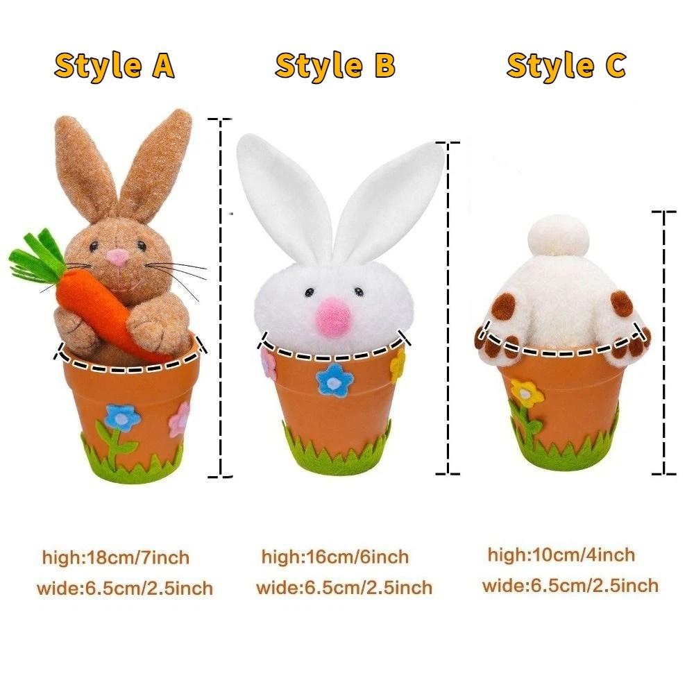 Cartoon Rabbit Holding Carrot Ornament Realistic Country Retro Style Easter Bunny Statue Handmade Flower Pot Ornament