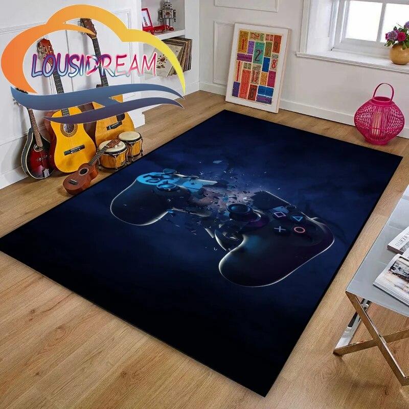 Gamer or Game handle Playroom and Bedroom Plush Carpet Non-slip  Soft Play Mat Bed Area Rug Parlor Decor