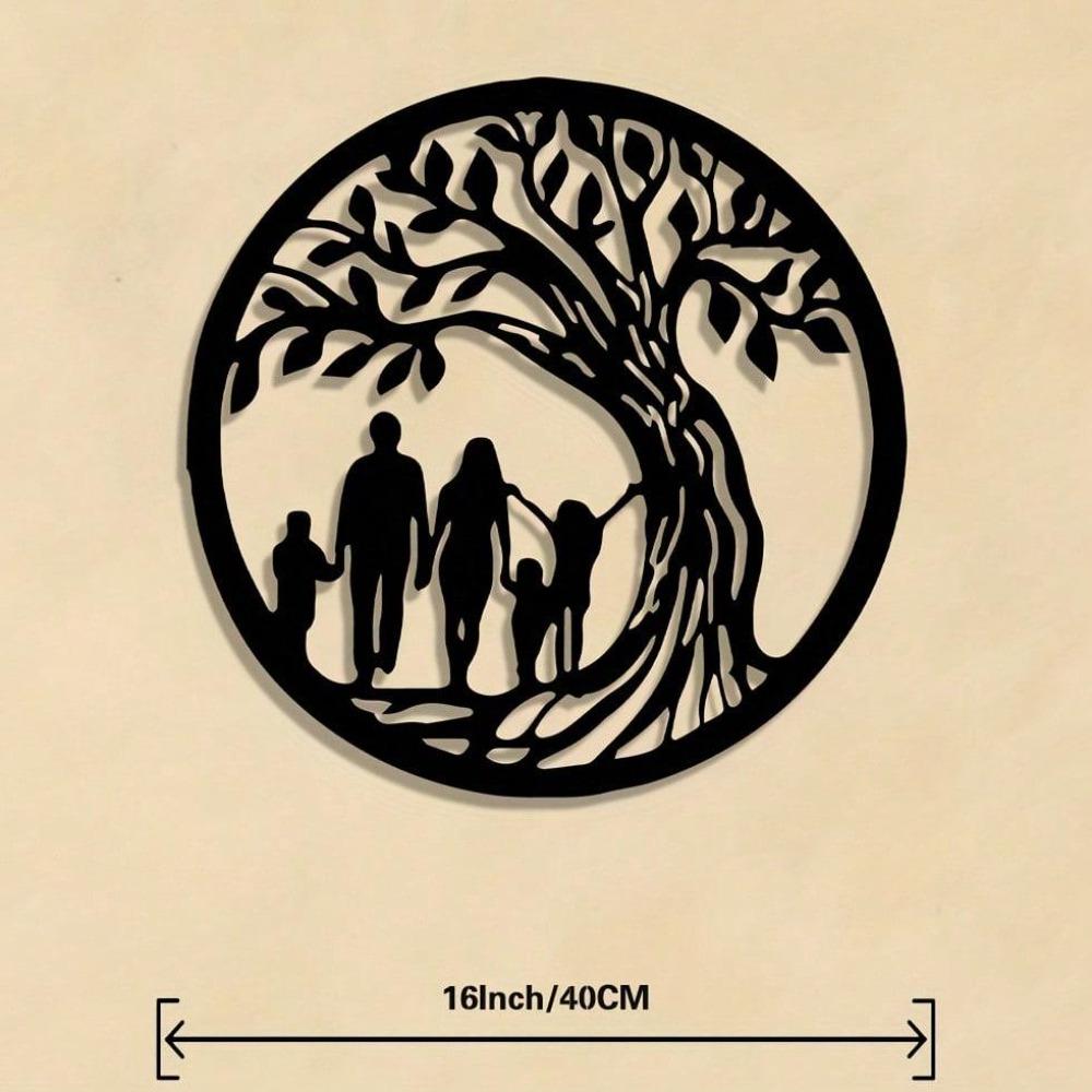 Металлическое настенное искусство Генеалогическое древо Кованое железо Древо семьи Черный силуэт Декор дома Подарок на новоселье Свадебный подарок Гостиная разноцветный
