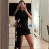Women's Spring and Autumn Black Metal Buckle Irregular Short Sleeve Dress Waist Skinny Spice Girl Dress Spice Girl Style