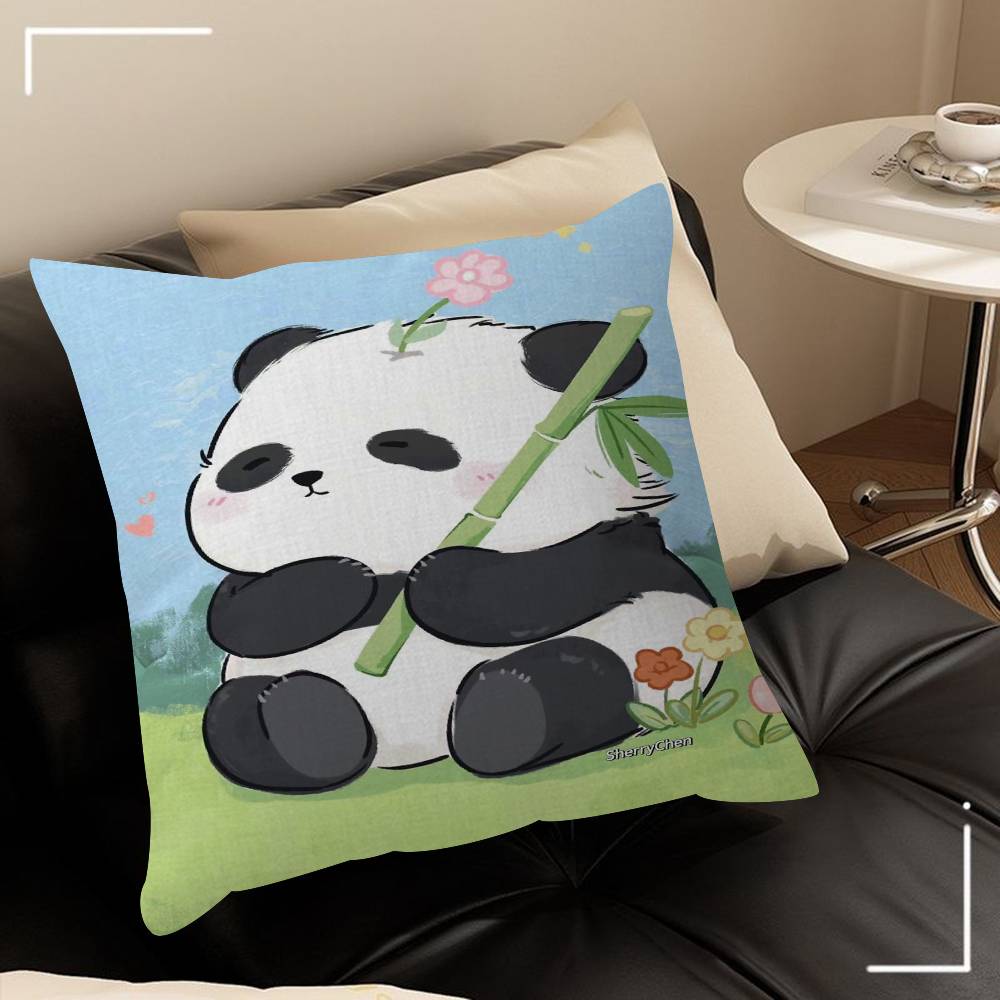 Cute Cartoon Panda Office Cushion Pillowcase Car Cushion Cover45X45CM Lumbar Pillowcase Sofa Pillowcover