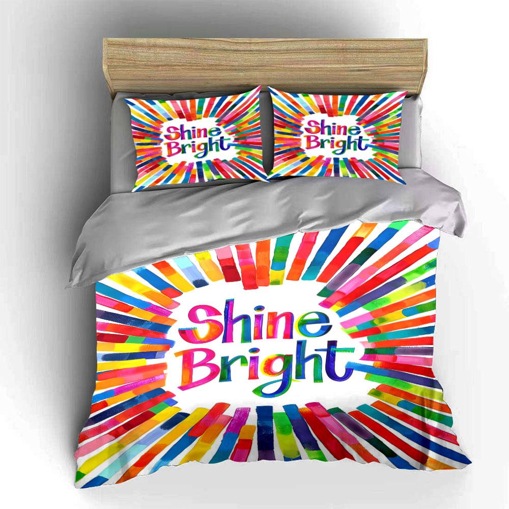 Rainbow stripes, "Shine Bright". Bedding sets Duvet cover sets Duvet covers Pillowcases(1 * Duvet Cover 2 * Pillowcases, without duvet insert)