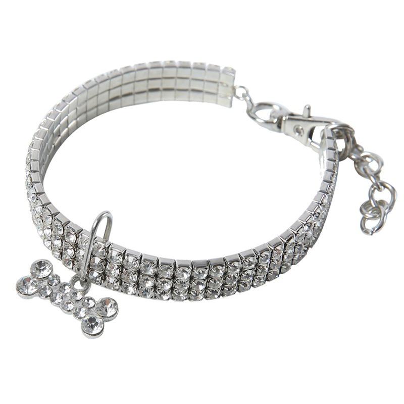 Puppy Neck Collar for Dogs Collar Rhinestone Jewelry Chihuahua Crystal Jewelry Adjustable Engraved Text Dog Collar GXQ08