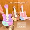 Cute Cartoon Guitar Shaped Silicone Keychain With Wrist Strap Pastel Design For Bag Decor Gifts For Music Lovers