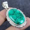 Natural Malachite Gemstone 925 Sterling Silver Jewelry Pendant 2.05" Q0Q33