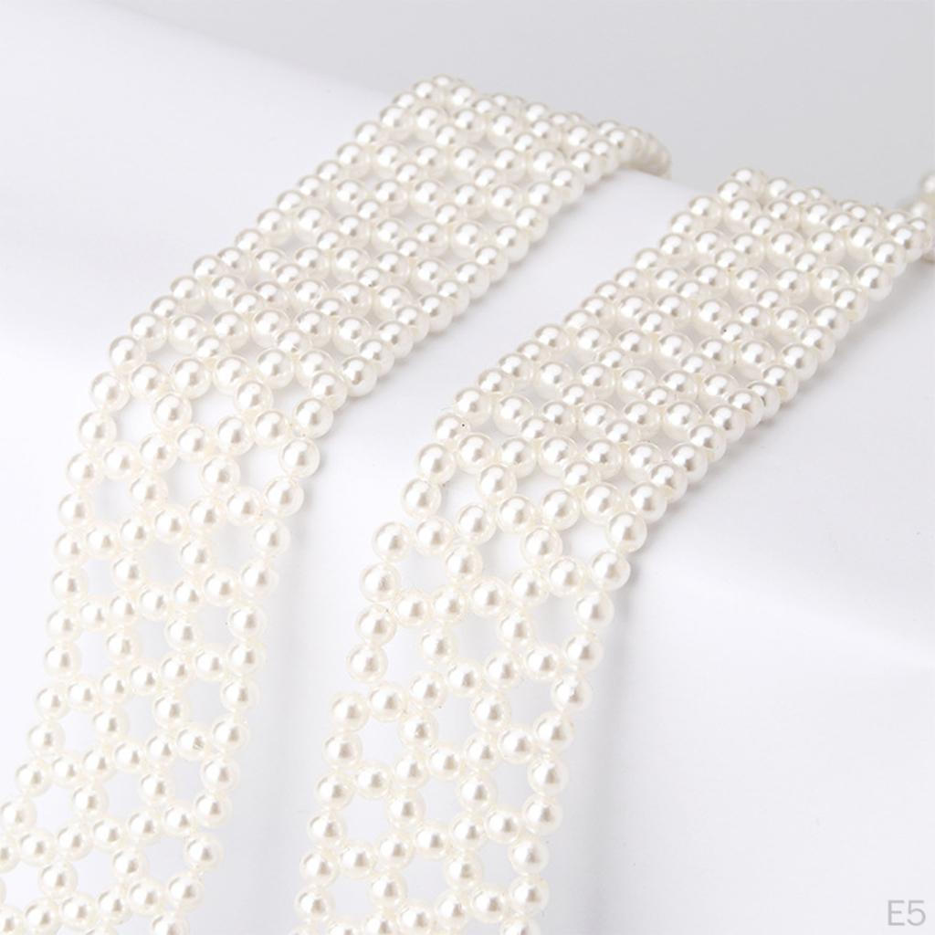 Bling Pearls Waist Belt Faux Pearl Beaded Buckle Elegant Bridal Chain Girls Dress Sash Elastic