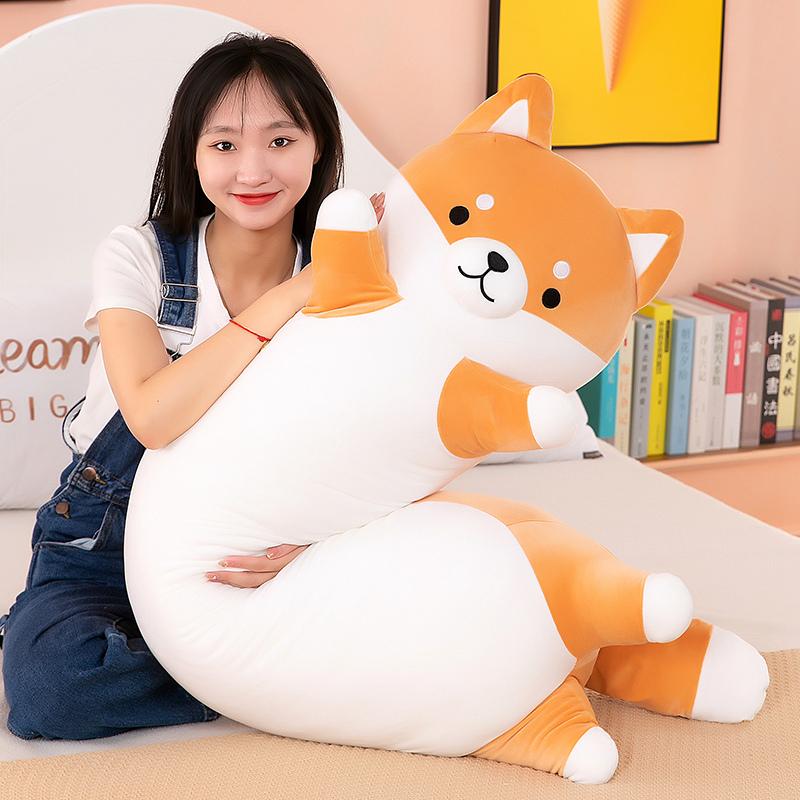 Cuscino Peluche Cane Shiba Inu 50~110cm Peluche Morbido Animale Cartone Animato Cucciolo Cuscino Lungo Peluche Supporto Corpo Gamba Regalo