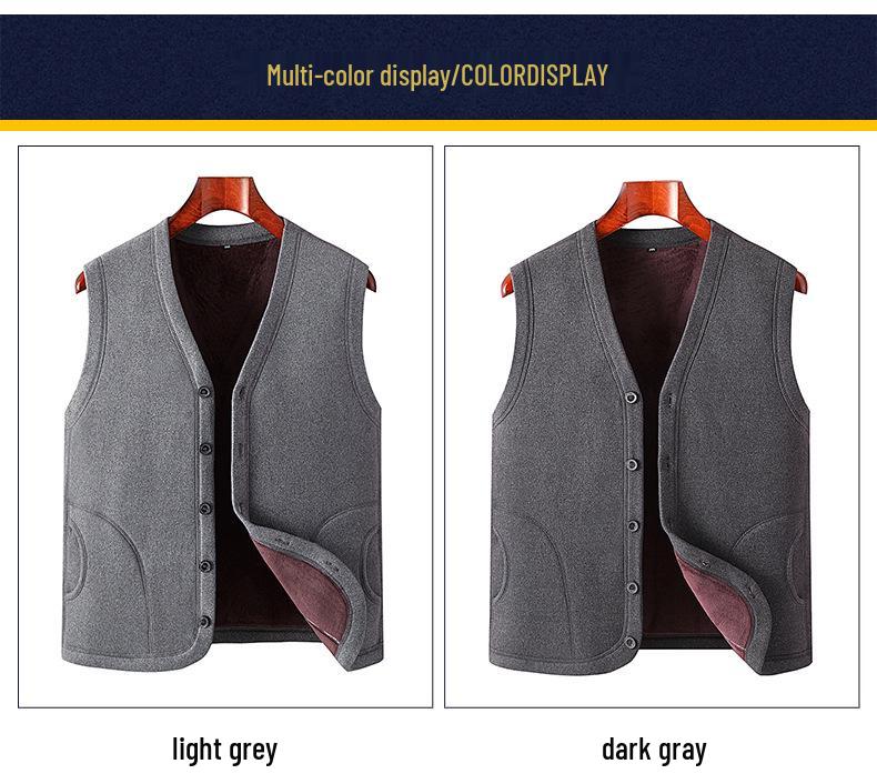 Fleece-Lined Button-Up Cardigan for Older Men - Autumn/Winter Style