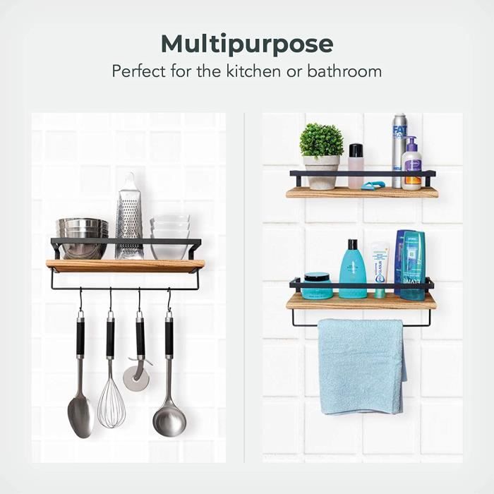 Etagere murale boisLifeGoods Étagères Murales en Bois | Rustique Étagère Flottante Design | avec Por10