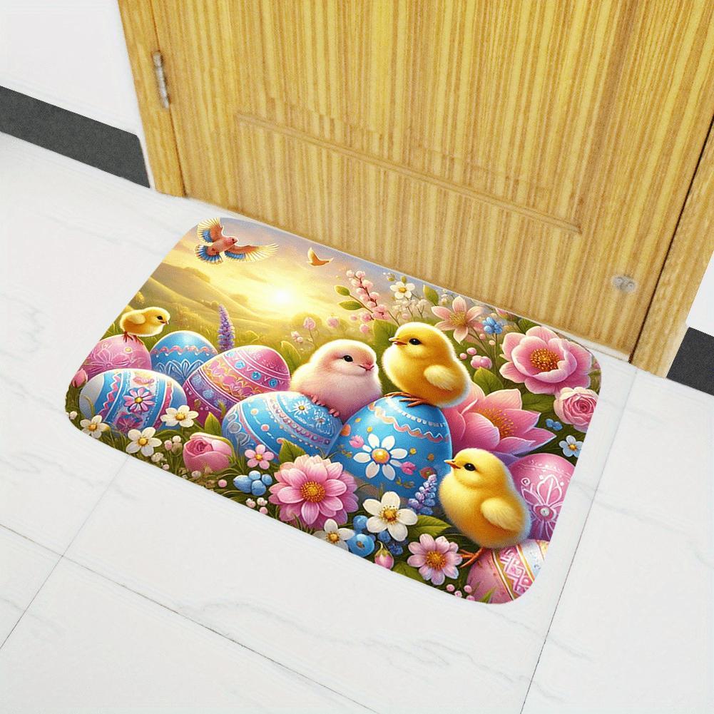 1Pcs Spring Egg  Print Waterproof Non-Slip Thick Cushioned Kitchen Mat Heavy Duty Comfort Standing Mat for Kitchen Bathroom