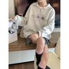 Women's Minimalist Half-Zip Polo Collar Sweatshirt - Autumn/Winter, Creative Print, Loose Fit, Long-Sleeved, American Style