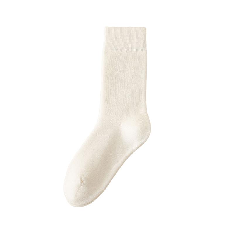 5 Pairs of Girls Autumn and Winter Warm Anti Pilling Boneless Pure Cotton Simple Thick Wool Ring Tube Socks