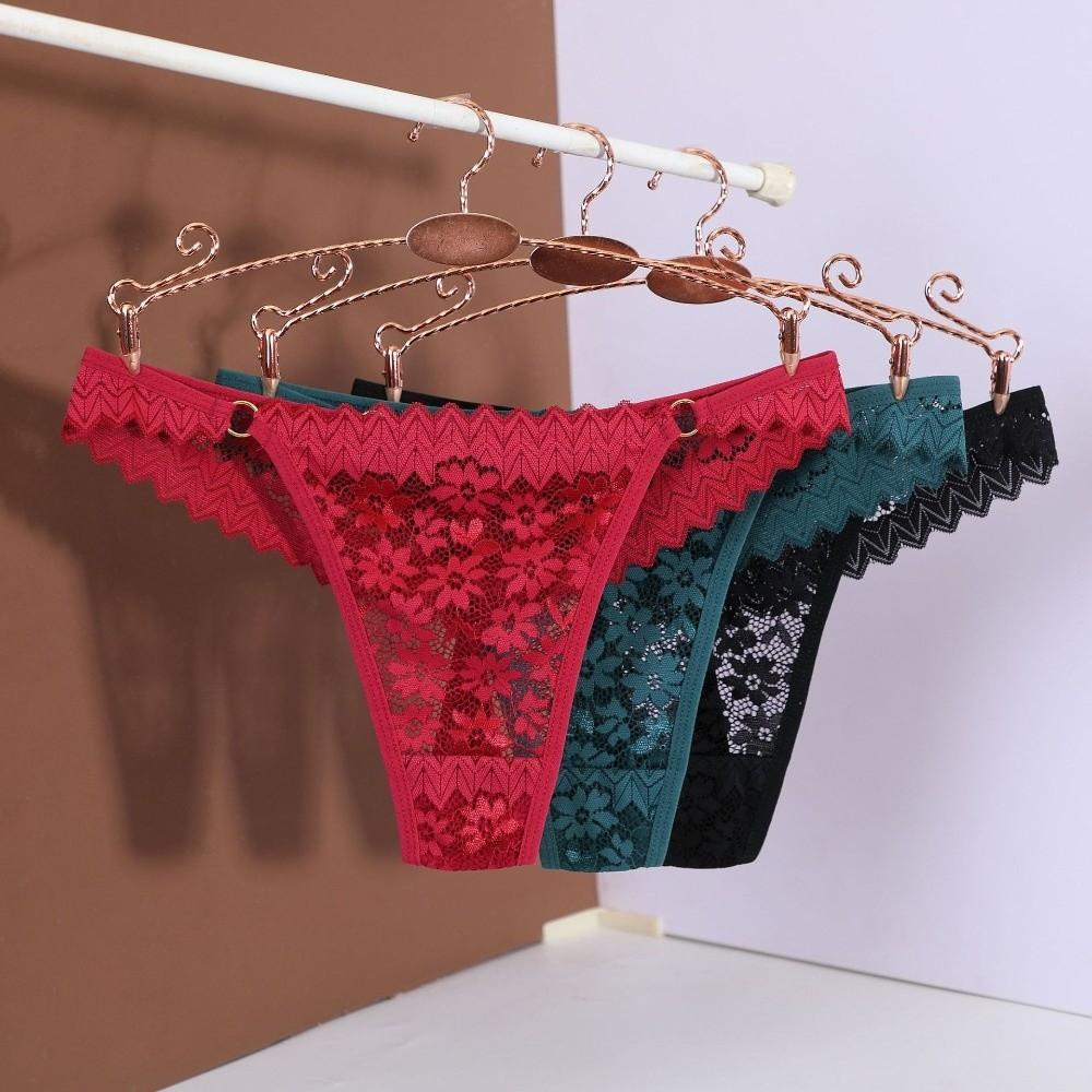 Low Waist Lace Seamless Panties Floral Mesh Lace Briefs Colorful Flower Underwear for Women Daily