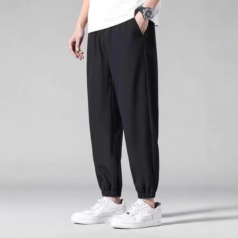 Eisseiden schnelltrocknende Hosen Herren Sommer dünn locker Leggings trendig vielseitig gerade vertikal lässig Sporthosen