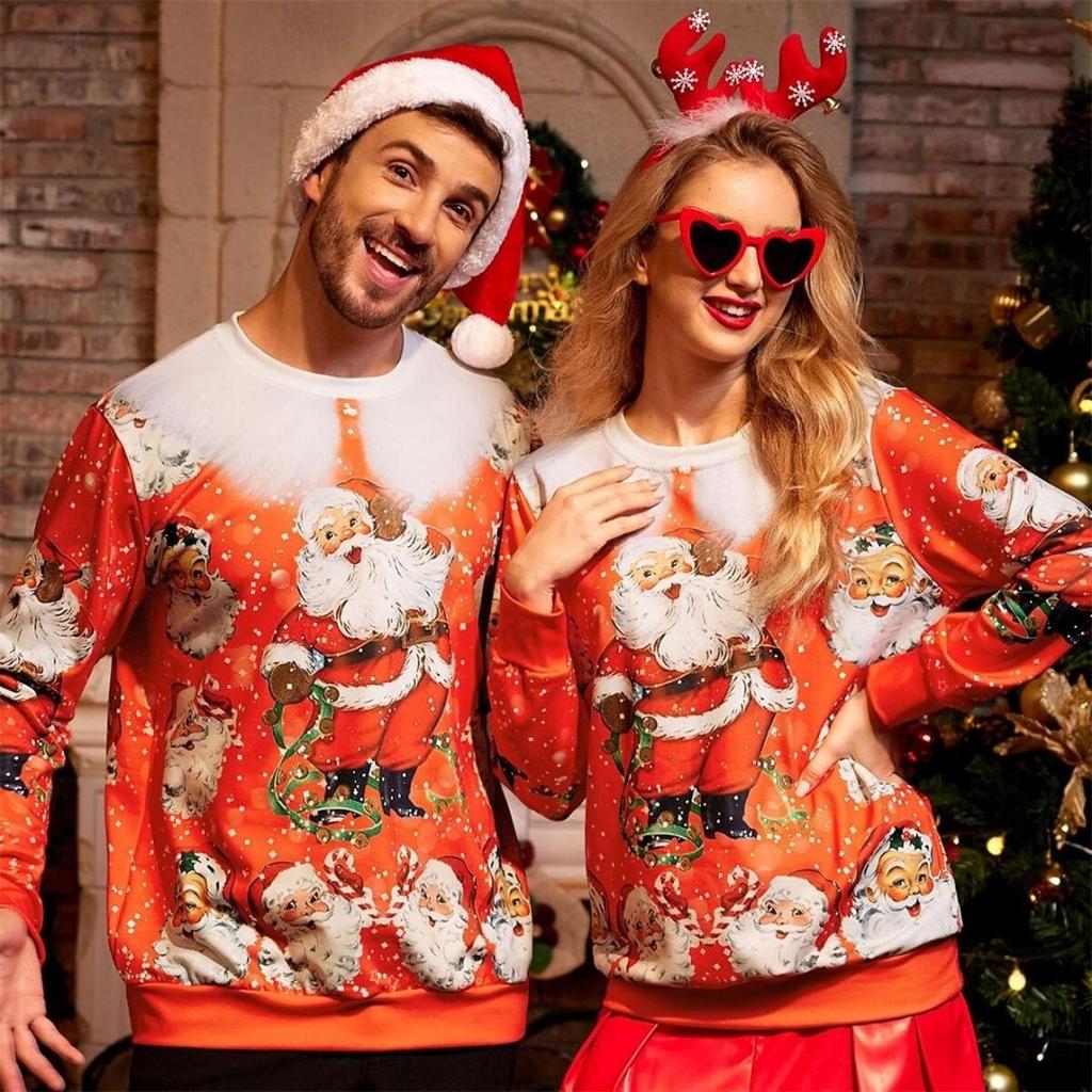 Fashion Men Women's T-shirt Christmas Funny Print O-Neck Pullover Top Casual Sweatshirt Kids Tees Top Clothing