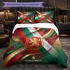 Hungary Football Pattern 3 Pieces Bedding Set Soft Microfiber Duvet Cover with Pillow Cases for Bedroom