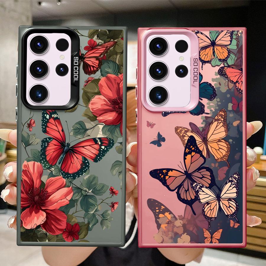 Phone Cover Case for Samsung Galaxy S26 S22 Ultra S21 S23 S24 FE S20 FE Note 20 Ultra S25 S25Edge Cartoon Butterfly
