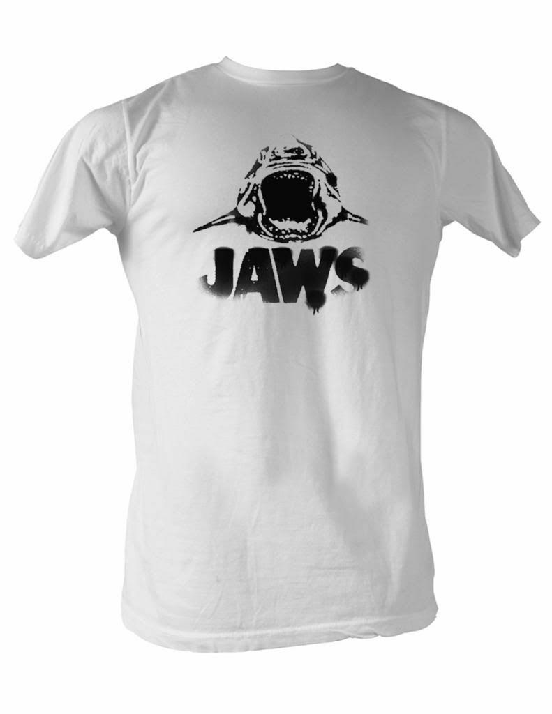 Jaws Black Logo White Adult T-Shirt XXL