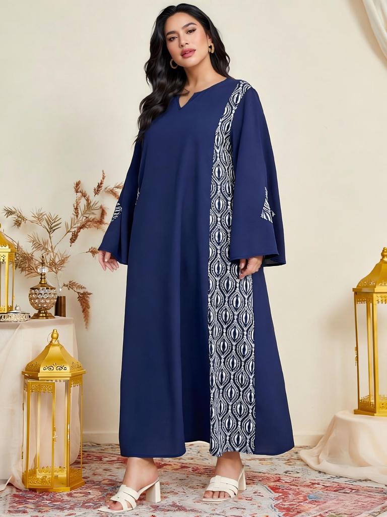 Eid al-Adha Arabic Patchwork Plus Size Party Dress