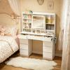 Coiffeuse Moderne, Coiffeuse avec Espace de Rangement Polyvalent, Table Spacieuse avec Prises Intégrées (uniquement avec la Table de Maquillage)
