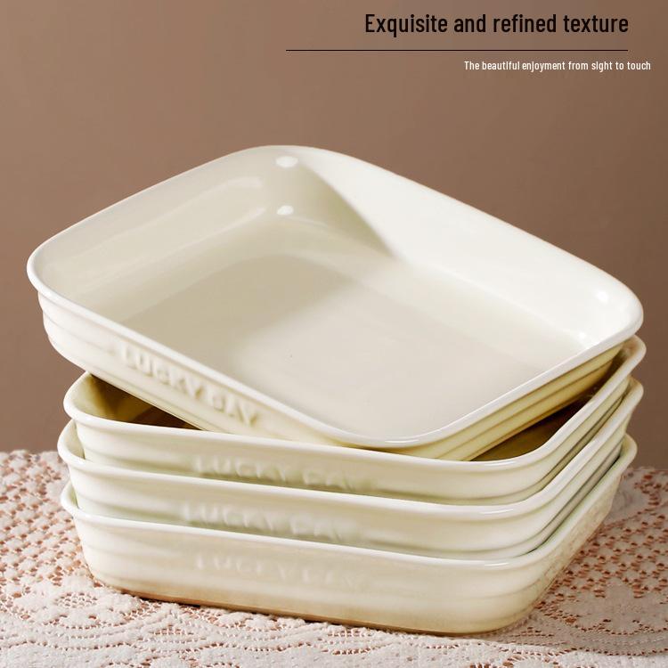 

Deep Square Ceramic Plate with Embossed Letters - Thickened and Creative Design for Rice and Soup Set of 2, 8.5-inch Off-white Embossed Square Plate