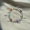 Colorful candies are natural treasures10mm Women's bracelet with aquamarine, amethyst, pink citrine, yellow citrine, and strawberry crystal,