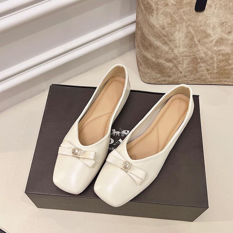 Evening Shoes Bow Gentle Ballet Shoes New Spring 2025 with Fairy Style Low Heel Female Skirt Single Shoes