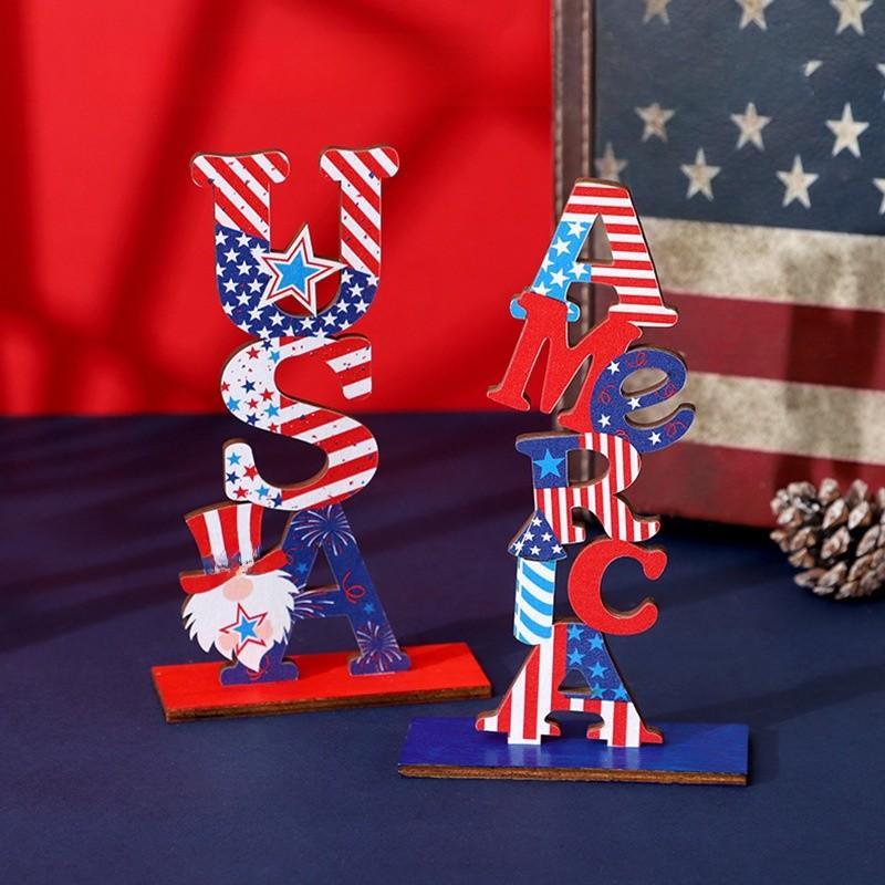 Wooden Usa Letters Decor For Independence Day And Christmas Festivities