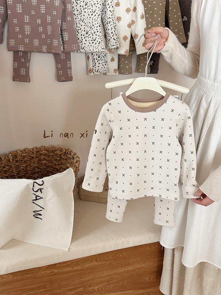 

Новый зимний пижамный комплект на флисовой подкладке 2025 года для детей маленького и среднего возраста - Термобелье для малышей и детей 100 cm