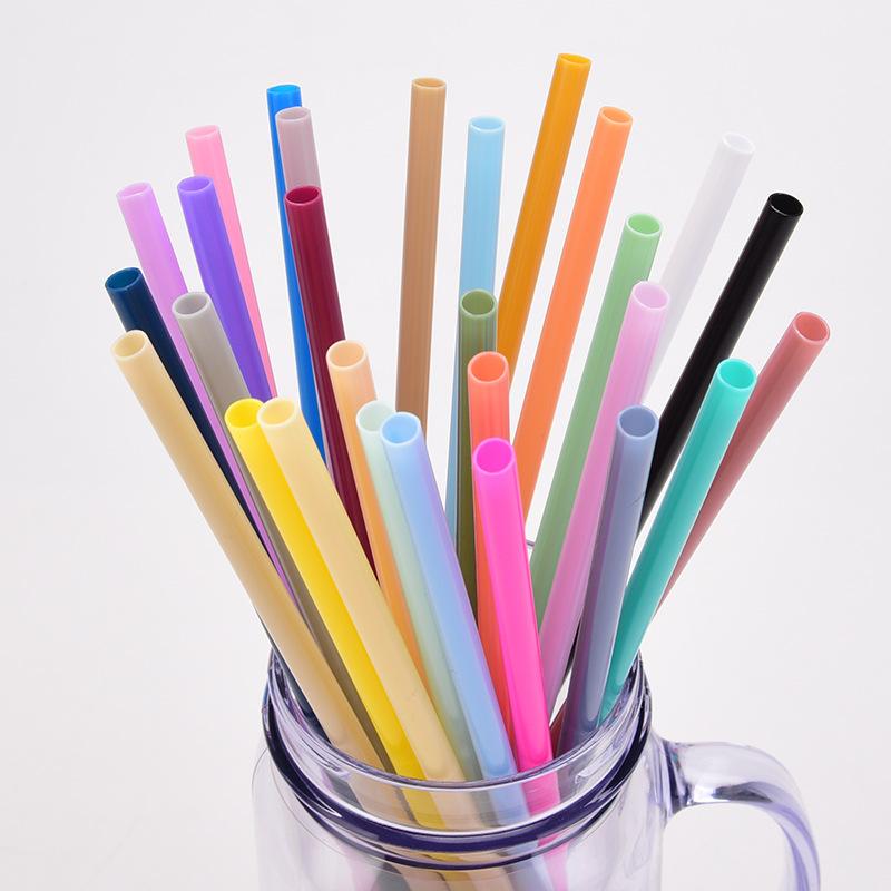 7Mm Aperture Straw 37 Color Solid Color Plastic Cup Accessories Pp Straw Non-Disposable Straw With Ring