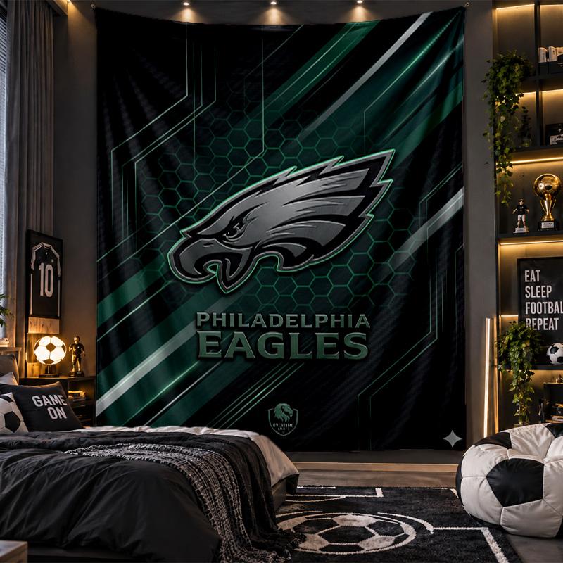Wandbehang Wandteppich Philadelphia Eagles Druck Stoff für Wohnzimmer Schlafzimmer Heimdekoration