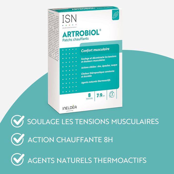 ISN - Artrobiol Patchs Chauffants - Aide à soulager les douleurs musculaires - Action chauffante 8h - Dispositif Médical 8 patchs