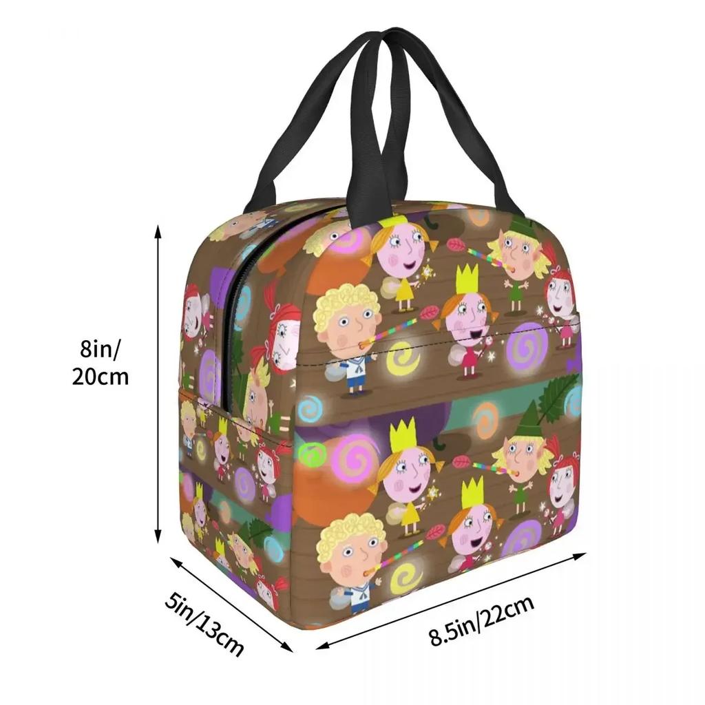 Ben And Hollys Cartoon Insulated Lunch Bag for Women Children Portable Food Boxes Thermal Lunch Box Tote
