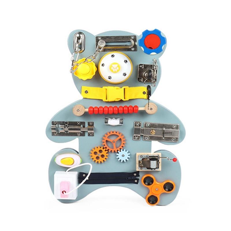 

Детский медведь Бизиборд Монтессори настенная игровая доска музыкальный механизм разблокировка Бизи Разблокировка головоломка игрушка детские новогодние подарки