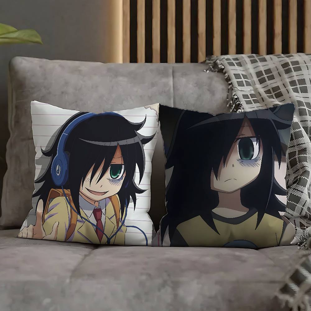W-Watamote Tomoko Kuroki Pillow Case For Sofa Decor Car Office Room Printing Cushion Cover Decorations and Protector